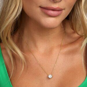 NWOT Melinda Maria Round Gold Diamond Pendant Necklace - The Monarch Round Cut